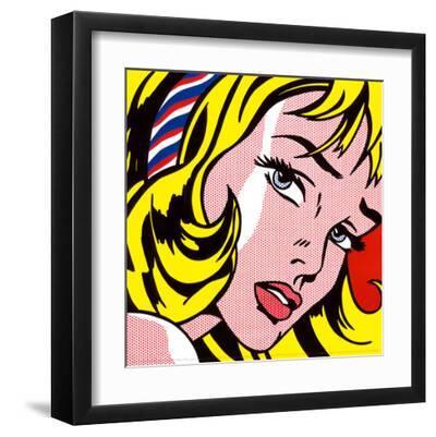 Girl with Hair Ribbon, c.1965 - Black Framed Art Print Wall Art, 12x12