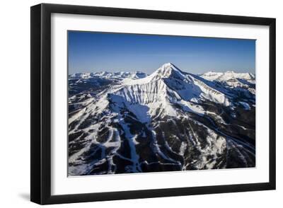 Lone Peak Seen From The Air Big Sky Resort, Montana - Black Framed Art Print Wall Art, 18x12