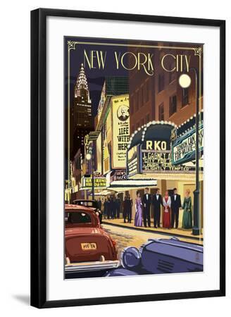 New York City, New York - Theater Scene - Black Framed Art Print Wall Art, 16x24
