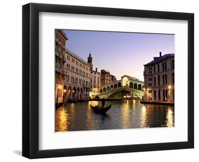 Rialto Bridge, Grand Canal, Venice, Italy - Black Framed Art Print Wall Art, 12x9
