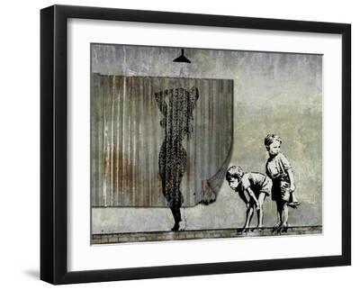 Shower Peepers - Black Framed Art Print Wall Art, 16x12