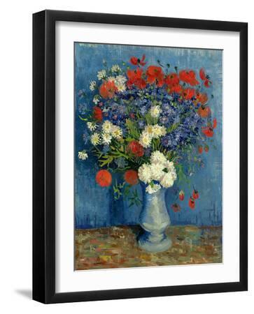 Still Life: Vase with Cornflowers and Poppies, 1887 - Black Framed Art Print Wall Art, 12x16