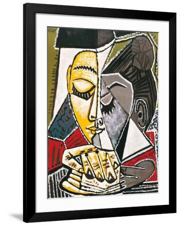 Tete d'une Femme Lisant - Black Framed Art Print Wall Art, 24x32