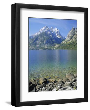 Tetons and Jenny Lake, Grand Teton National Park, Wyoming, USA - Black Framed Art Print Wall Art, 9x12