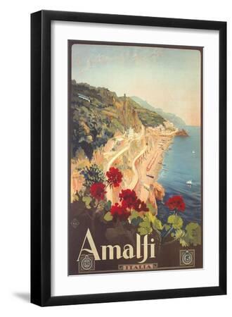 Travel Poster for Amalfi - Black Framed Art Print Wall Art, 12x18