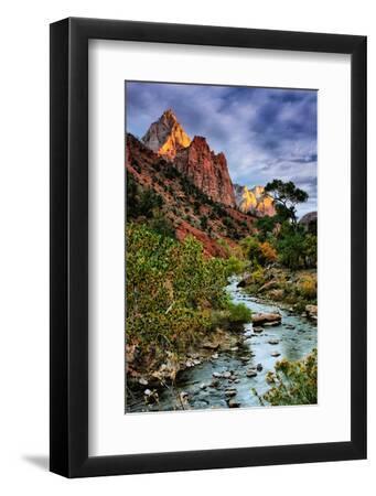 Virgin River Morning View, Zion National Park, Utah - Black Framed Art Print Wall Art, 8x12