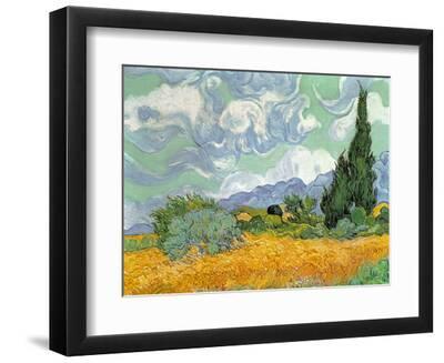 Wheatfield with Cypresses, 1889 - Black Framed Art Print Wall Art, 12x9