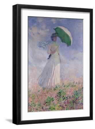 Woman with a Parasol Turned to the Right, 1886 - Black Framed Art Print Wall Art, 12x18