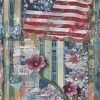 American Flag and Flower Collage Mixed-Media Wall Art, 5 x 7 Inch, Americana Theme, Unmatted