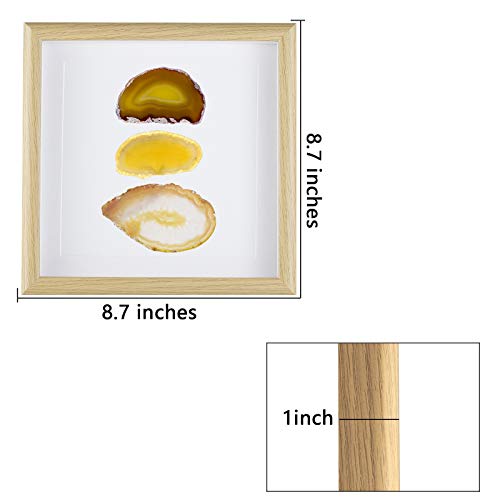 Amogeeli Framed Geode Agate Slice Wall Art, Healing Crystal Agate Stone Framed Panel Decor for Home Office, 8.7 inches