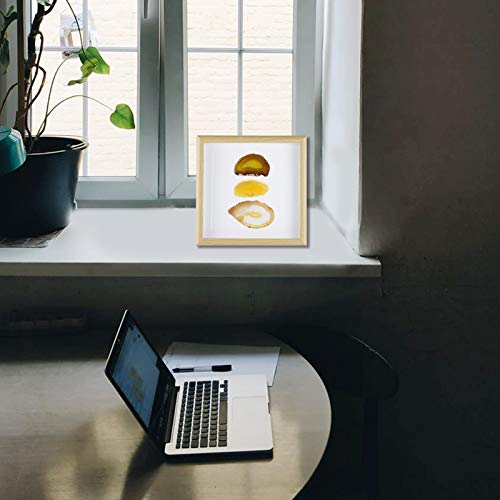 Amogeeli Framed Geode Agate Slice Wall Art, Healing Crystal Agate Stone Framed Panel Decor for Home Office, 8.7 inches
