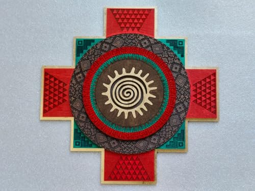 Anatoliawood Chakana inca symbol, Wooden chakana, Chakana (34x34 cm, GREEN)