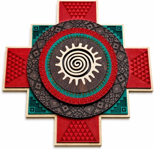 Anatoliawood Chakana inca symbol, Wooden chakana, Chakana (34x34 cm, GREEN)