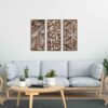 Botanical Wood Wall Art Set of 3, Leaves Wood Wall Decor for Bedroom, Floral Wooden Wall Art for Living Room, Wood Wall Panel, Gift for the Home Decor