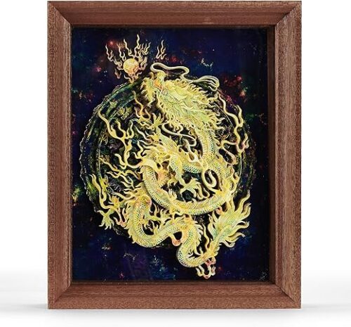 Chinese Traditional Art, 3D Paper Feng Shui Decor, Dragon Designs Art Frame, Hand-made Traditional Artwork for Home Bedroom Office Porch