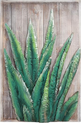 Empire Art Direct Mixed Media Iron Hand Painted Dimensional Wall Art Ready to Hang, 24" x 16", Succulent 1