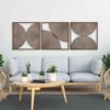 Ent Wood Art Mid Century Modern Wall Art Boho, Set of 3 Wooden Mid Century Wall Art, Wood Home Gift