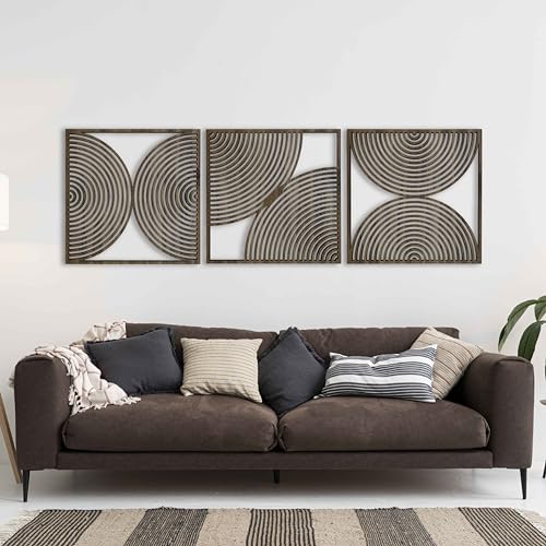 Ent Wood Art Mid Century Modern Wall Art Boho, Set of 3 Wooden Mid Century Wall Art, Wood Home Gift