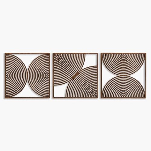 Ent Wood Art Mid Century Modern Wall Art Boho, Set of 3 Wooden Mid Century Wall Art, Wood Home Gift