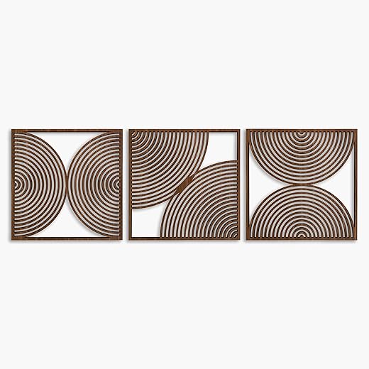 Ent Wood Art Mid Century Modern Wall Art Boho, Set of 3 Wooden Mid Century Wall Art, Wood Home Gift