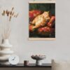 GDJIEGBC Vintage Fat Orange Cat with Hamburger Poster Eclectic Wall Art Framed, Retro Eclectic Funny Lying Cat Classic Oil Painting Canvas Prints...