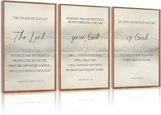 HLNIUC Christian Scripture Framed Wall Art Set of 3,The Lord Your God Is Good Wall Decor(24x36),Inspiring Easter Bible Verse Canvas Artwork,Modern...