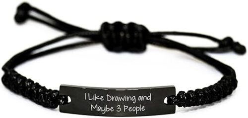 I Like Drawing And Maybe 3 People Black Rope Adjustable Christmas Unique Gift for Drawing Enthusiasts I Like Drawing And Maybe 3 People Black Rope Adjustable Christmas Unique Gift for Drawing Enthusiasts