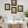 InSimSea 4 pcs Framed Wall Art, Vintage Sketch Tree Canvas Prints, Bathroom Kitchen Sage Green Nature Decor, Neutral Toned, Rustic Shelf Decor,...
