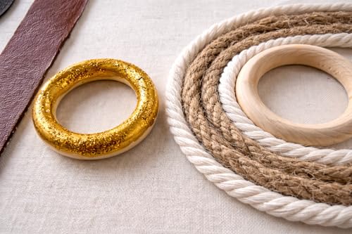 Kalpaa Handmade Mixed Media Macrame Wall Hanging Art Decor - Wabi Sabi Large Hanging rope Tapestry 40" W by 18" L,3D Geometric Triptych for Modern...