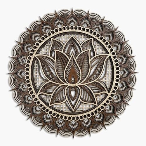 Mandala Wall Art, Mandala Wood Wall Art Decor, Lotus Flower Wall Decoration, Layered Mandala (Medium)