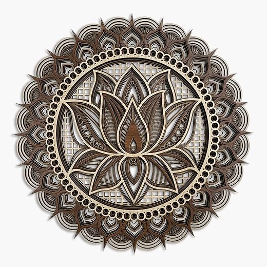 Mandala Wall Art, Mandala Wood Wall Art Decor, Lotus Flower Wall Decoration, Layered Mandala (Medium)