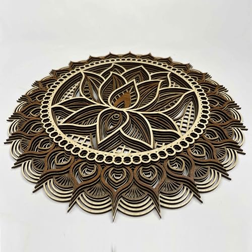 Mandala Wall Art, Mandala Wood Wall Art Decor, Lotus Flower Wall Decoration, Layered Mandala (Medium)