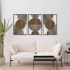 Mid Century Modern Wall Art Wood Decor, Boho Wood Wall Art in Midcentury Modern Style, Set of 3 Large Wooden Mid Century Wall Art, Home Gift