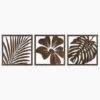 Monstera leaves wood wall art decor, 3 piece floral wooden wall hanging, Large leaf wood wall decor for living room and bedroom