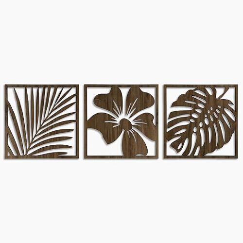 Monstera leaves wood wall art decor, 3 piece floral wooden wall hanging, Large leaf wood wall decor for living room and bedroom Monstera leaves wood wall art decor, 3 piece floral wooden wall hanging, Large leaf wood wall decor for living room and bedroom