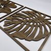 Monstera leaves wood wall art decor, 3 piece floral wooden wall hanging, Large leaf wood wall decor for living room and bedroom