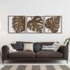 Monstera Leaves Wood Wall Art for Living Room, Tropical Wooden Wall Art Decor Over the Bed, Botanical Wood Wall Panels, Gift for the Home