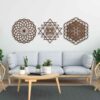 Sacred Geometry Wall Art Wood, Set of 3 Spiritual Wood Wall Art, Large Wooden Zen Wall Art, Geometric Mandala Wood Wall Panels, Spritual Gift