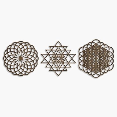 Sacred Geometry Wall Art Wood, Set of 3 Spiritual Wood Wall Art, Large Wooden Zen Wall Art, Geometric Mandala Wood Wall Panels, Spritual Gift Sacred Geometry Wall Art Wood, Set of 3 Spiritual Wood Wall Art, Large Wooden Zen Wall Art, Geometric Mandala Wood Wall Panels, Spritual Gift