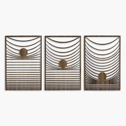 Set of 3 Gravity Wall Art Wood, Large Rectangular Wooden Wall Art, Aesthetic Wood Wall Art for Modern Interiors, Home Gift Wood Wall Panels