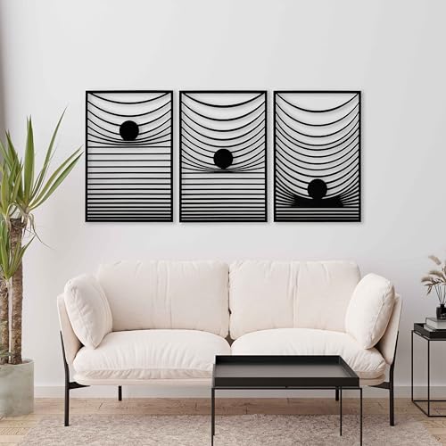 Set of 3 Gravity Wall Art Wood, Large Rectangular Wooden Wall Art, Aesthetic Wood Wall Art for Modern Interiors, Home Gift Wood Wall Panels