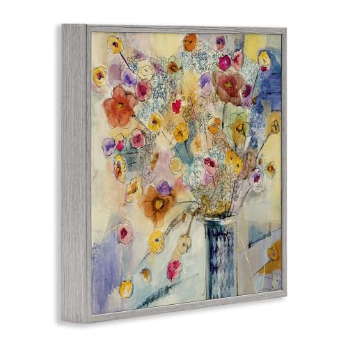 Stupell Industries 'Chaotic Flowers Line Drawing', Framed Giclee Art, Gray, 17 x 17 Inches, Easy to Hang and Sturdy, Made in USA, by Jill Martin