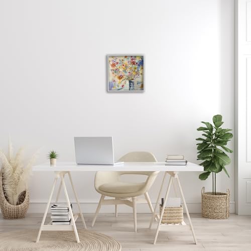 Stupell Industries 'Chaotic Flowers Line Drawing', Framed Giclee Art, Gray, 17 x 17 Inches, Easy to Hang and Sturdy, Made in USA, by Jill Martin