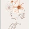Stupell Industries Delicate Pink Flower Blossoms Woman Line Drawing, Design by Ros Ruseva