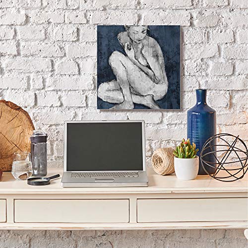Stupell Industries Female Figure Grey Blue Textured Drawing, Design by Third Wall Art, 24 x 24, Canvas