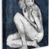 Stupell Industries Female Figure Grey Blue Textured Drawing, Design by Third Wall Art, 24 x 24, Canvas