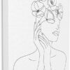 Stupell Industries Female Flowers in Hair Minimal Line Drawing, Designed by JJ Design House LLC Canvas Wall Art, Black
