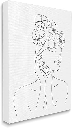 Stupell Industries Female Flowers in Hair Minimal Line Drawing, Designed by JJ Design House LLC Canvas Wall Art, Black Stupell Industries Female Flowers in Hair Minimal Line Drawing, Designed by JJ Design House LLC Canvas Wall Art, Black
