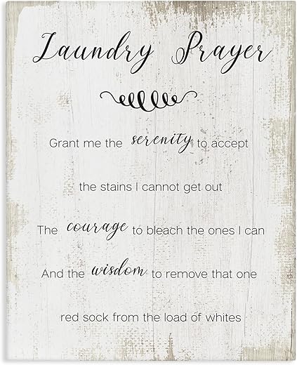 Stupell Industries 'Laundry Prayer for Serenity', Canvas Art, 16 x 20 Inches, Easy to Hang and Sturdy, Made in USA, by Lil' Rue Stupell Industries 'Laundry Prayer for Serenity', Canvas Art, 16 x 20 Inches, Easy to Hang and Sturdy, Made in USA, by Lil' Rue