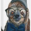 Stupell Industries Modern Sloth Funny Animal Portrait Drawing Canvas Wall Art, Multi-Color